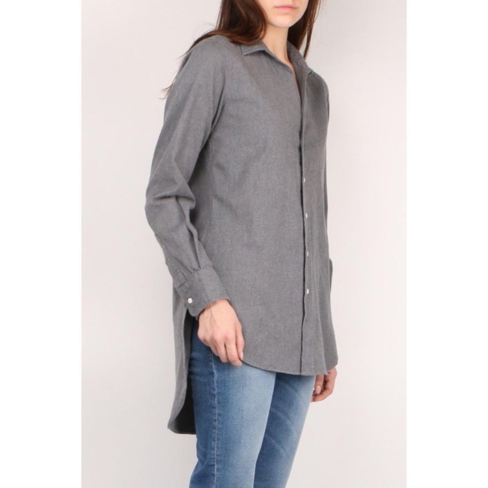 Frank & Eileen Grayson Cotton Oversized Long Length Flannel Button Front Shirt